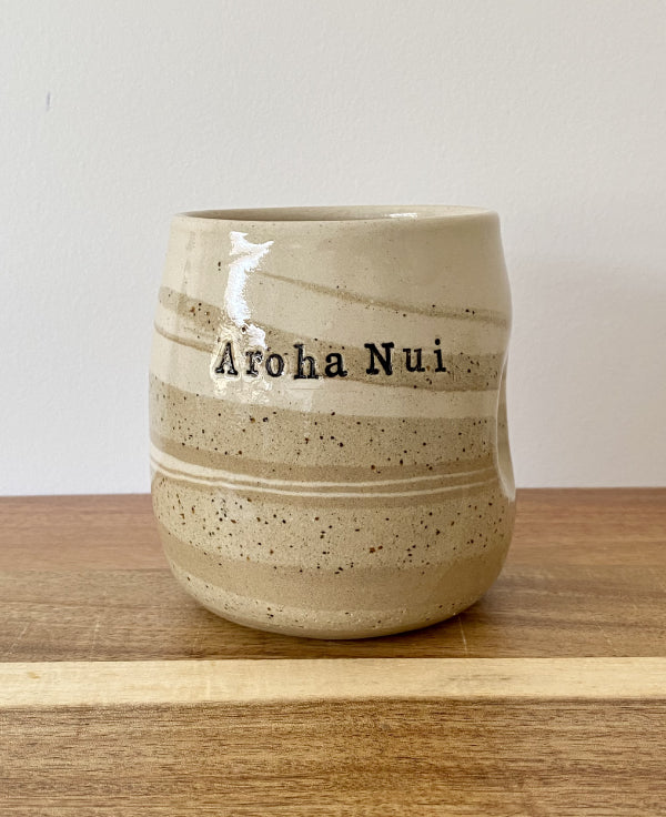 Hand made aroha nui Maori mug