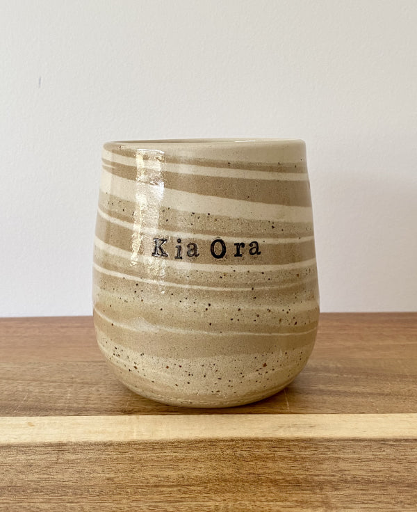 Hand made marbled Maori mug