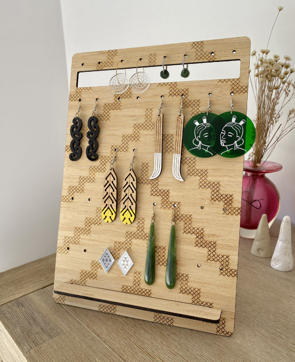 Wooden earring holder stand