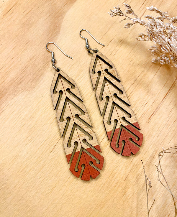 Wood Huia earring by Mako Design