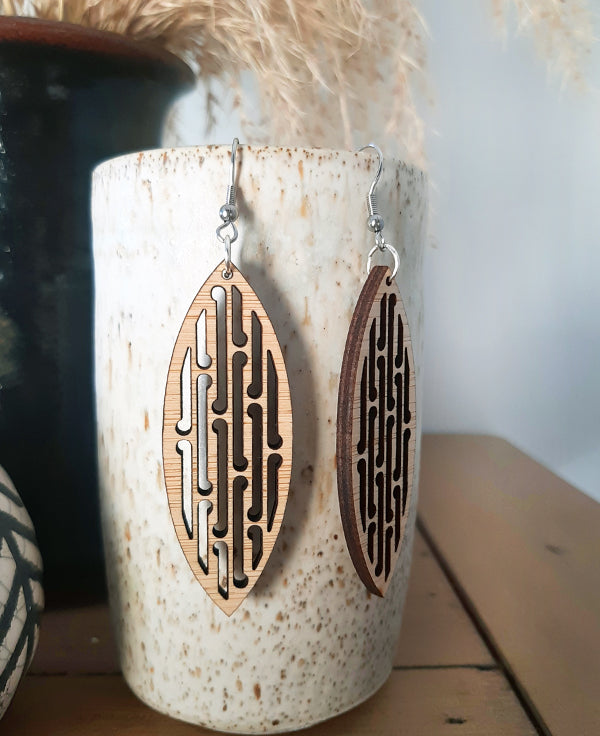 Maori wood earrings by Mako Design