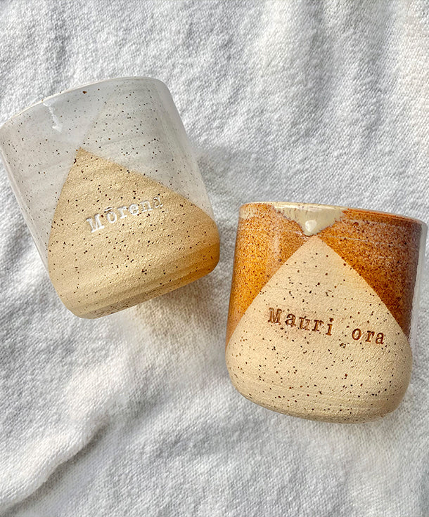 Hand-made Maori cups by Mako Design