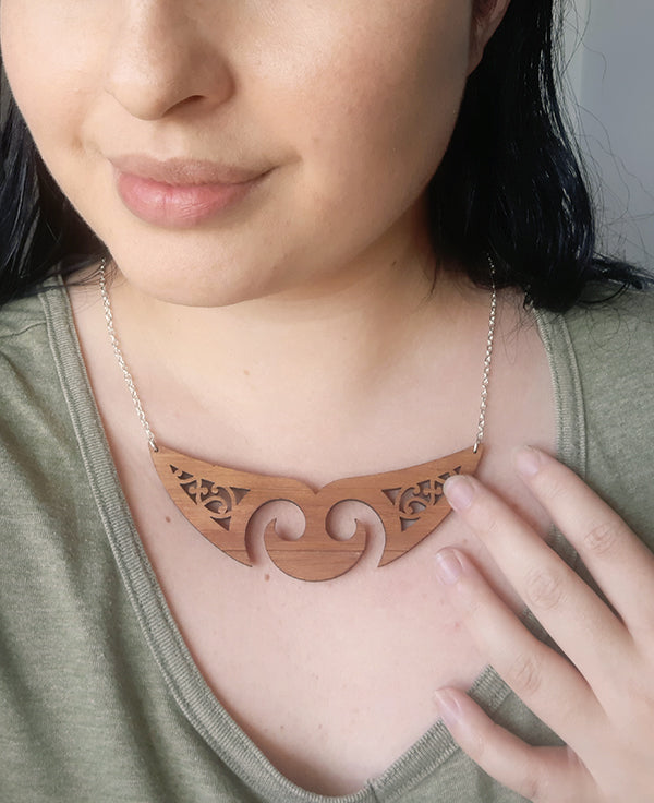 Whale tail maori breastplate necklace