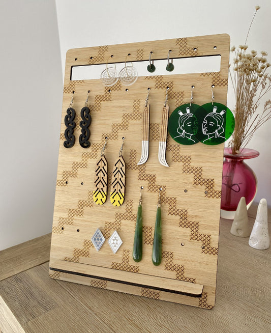 Wooden earring holder stand